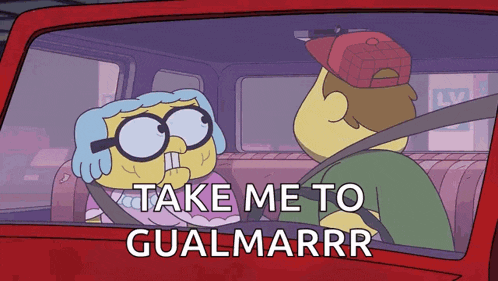 a cartoon says take me to guamarr