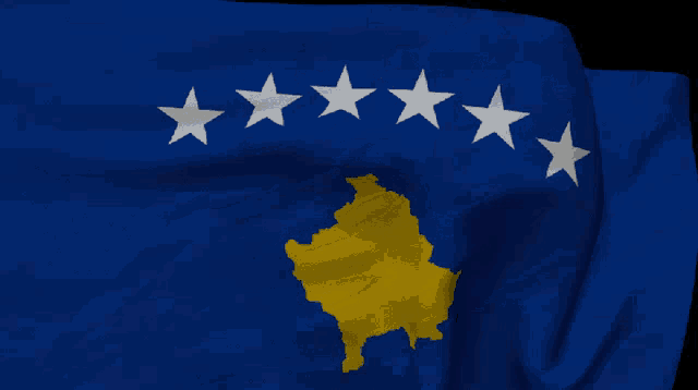 a blue flag with a yellow border and white stars on it