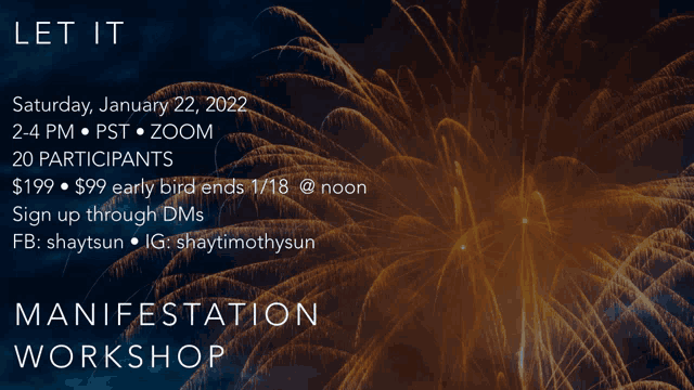 a poster for a manifestation workshop on january 22