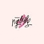 a logo for a nail salon with a pink heart in the middle .