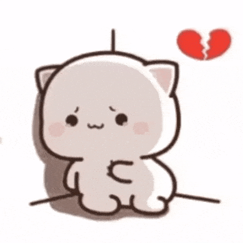 a cartoon cat is sitting next to a broken heart with the words it 's hurt written below it