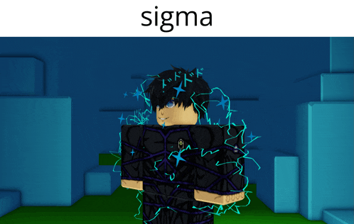 a picture of a boy with the word sigma on the bottom
