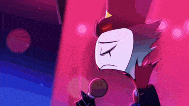 a cartoon character is singing into a microphone while wearing a top hat