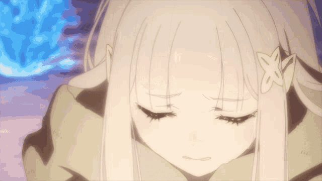 a girl with white hair and a flower in her ear