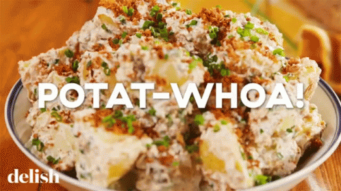 Garlicky Potato Salad Celebrity Snackdown GIF - Garlicky Potato Salad Celebrity Snackdown Delish GIFs