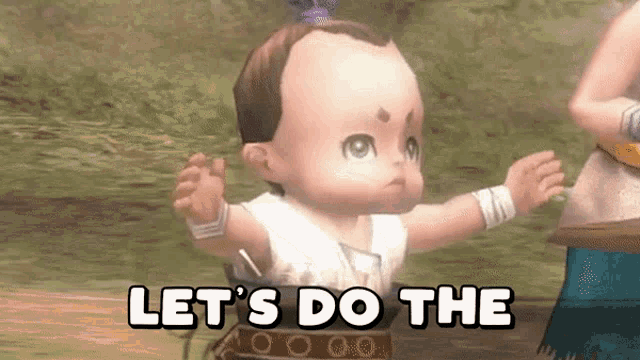 a cartoon baby says let 's do the in a video game