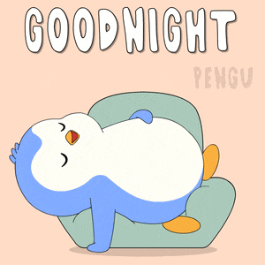 a cartoon penguin is sleeping on a couch with the words goodnight pengu