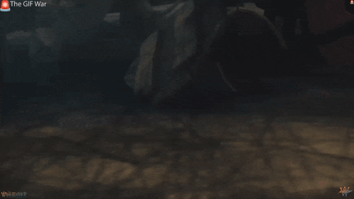 a cartoon character is laying on the ground and the gif war is displayed