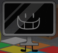 a computer monitor with a smile on the screen