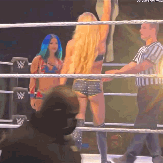 Sasha Banks Charlotte Flair GIF - Sasha Banks Charlotte Flair Smack Down Womens Champion GIFs