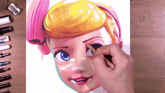 a drawing of bo peep from toy story is being drawn