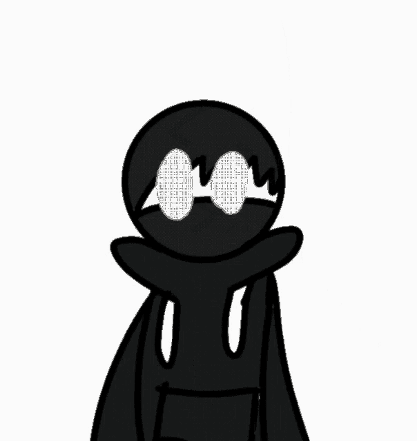 a black and white drawing of a monster with a white eye