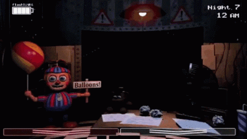 five nights at freddy 's game with balloon boy holding a balloon