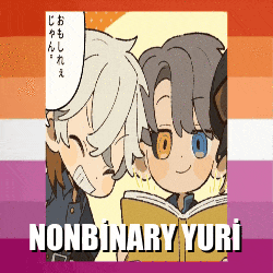a poster for nonbinary yuri shows a couple of cartoon characters