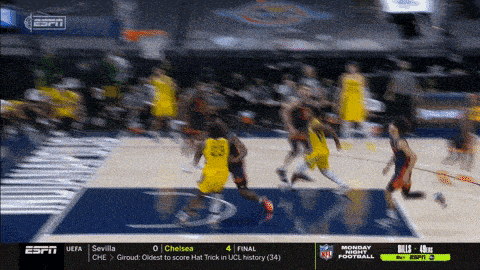 espn is showing a basketball game between chelsea and sevilla