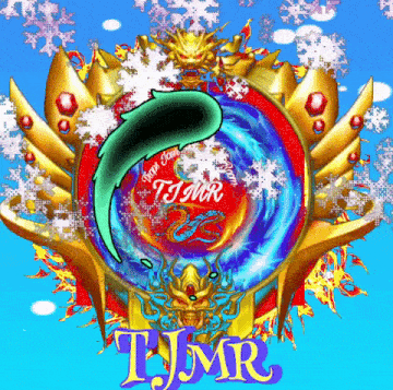 a logo for tjmr shows a dragon and a crown