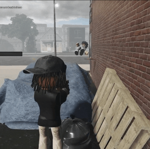a screenshot of a video game shows a person standing next to a pile of blankets