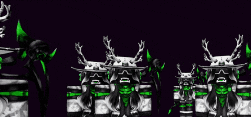 a black and white image of a samurai with antlers