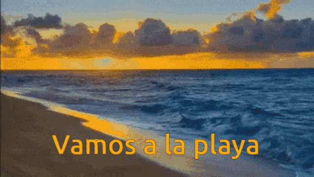 a picture of a beach with the words vamos a la playa above it