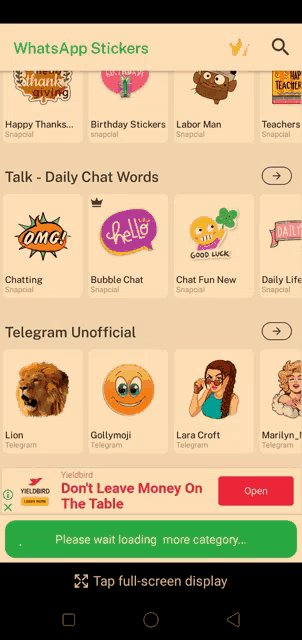 a screenshot of the whatsapp stickers app on a smartphone