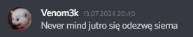 a blurred image of a cat with the words " never mind jutro sie odezwa siema "