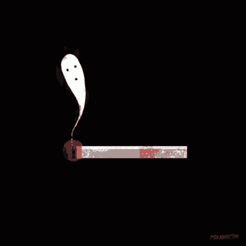 a drawing of a ghost coming out of a lit match