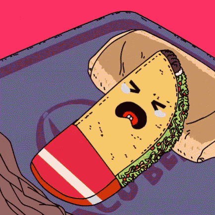 a drawing of a burrito with a face on it
