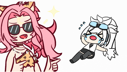 a drawing of a girl wearing sunglasses next to another drawing