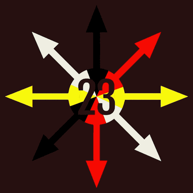 a circle with arrows pointing towards the number 23