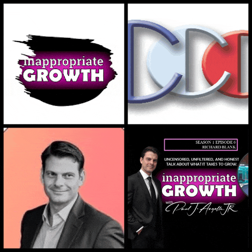 a man in a suit stands in front of a sign that says appropriate growth