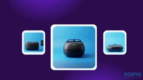 a foot massager is displayed on a purple background