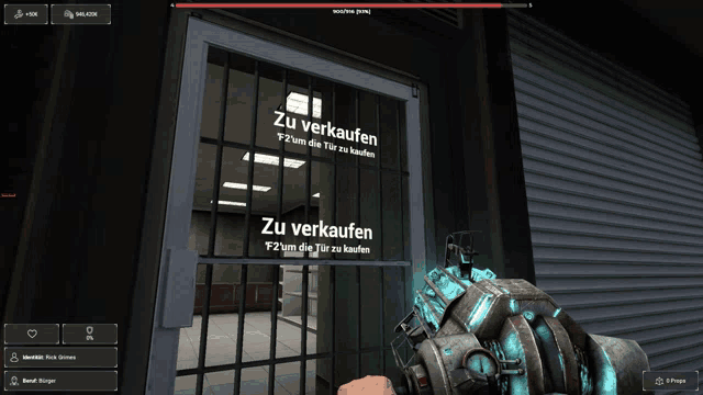 a screenshot of a video game that says zu verkaufen on the window