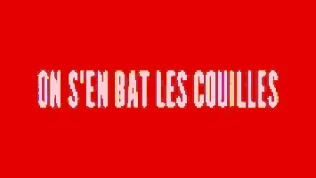 a blue background with the words " on s'en batles couilles " on it