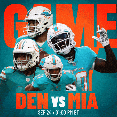 a poster for a football game between the dolphins and the miami dolphins
