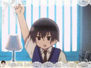 a boy is raising his fist in the air and says `` ayana has something to say '' .