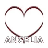 a red heart with the words `` amazing angelia '' written on it .