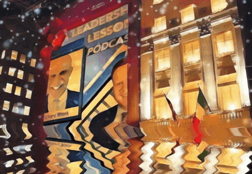 a poster for leadersh lesson podcasts is displayed on a building