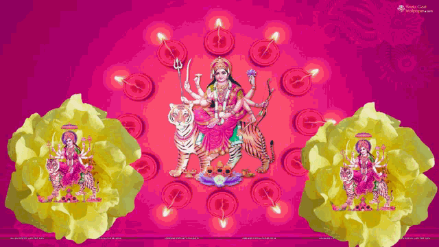a pink background with a picture of a woman holding a candle