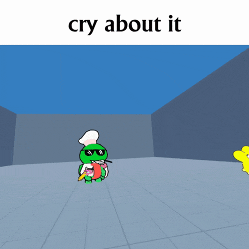a picture of a cartoon character with the words cry about it on top