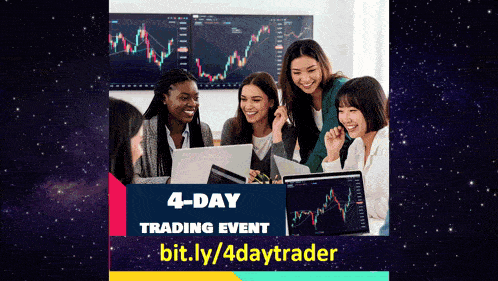a poster for a 4-day trading event with a group of women