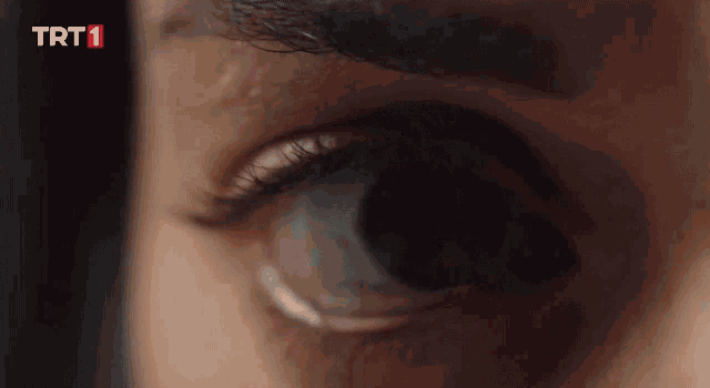 a close up of a woman 's eye with trt1 written on the bottom right corner