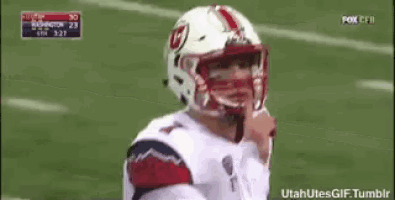a football player wearing a helmet stands on the field during a game
