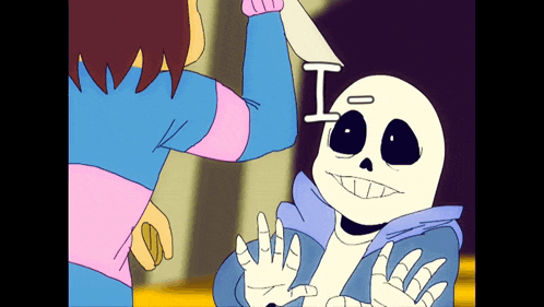 a cartoon drawing of a skeleton with the letter i on his forehead