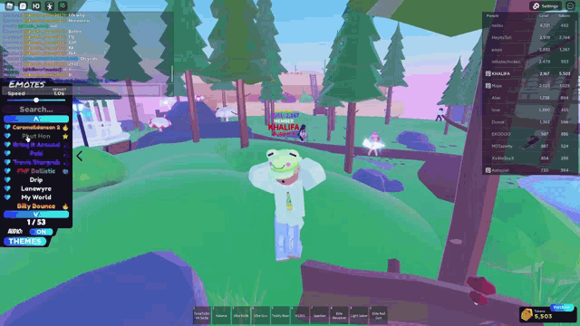 a screenshot of a video game with a frog on his head