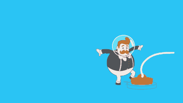 a cartoon of a man wearing a space helmet pulling a rope on a blue background