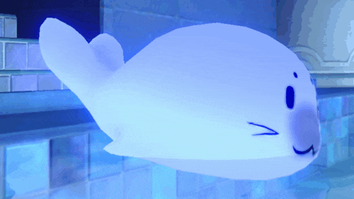 a blue whale with a smiley face on it