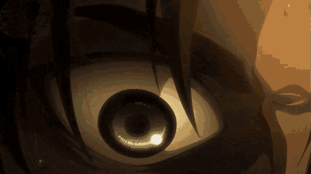 a close up of a person 's eye with a light shining through it