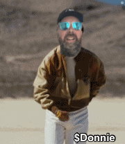 a man with a beard is wearing sunglasses and a jacket and the name donnie is on the bottom right