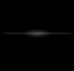 a white circle on a black background with a yellow border