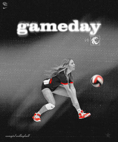 a poster for a volleyball game with the words gameday